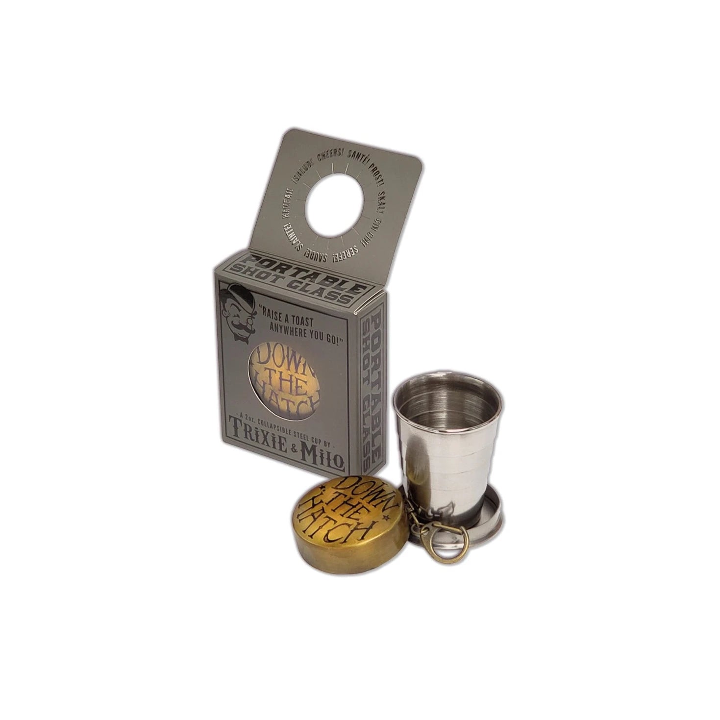 "Down the Hatch" 2 oz. Collapsible Shot Glass